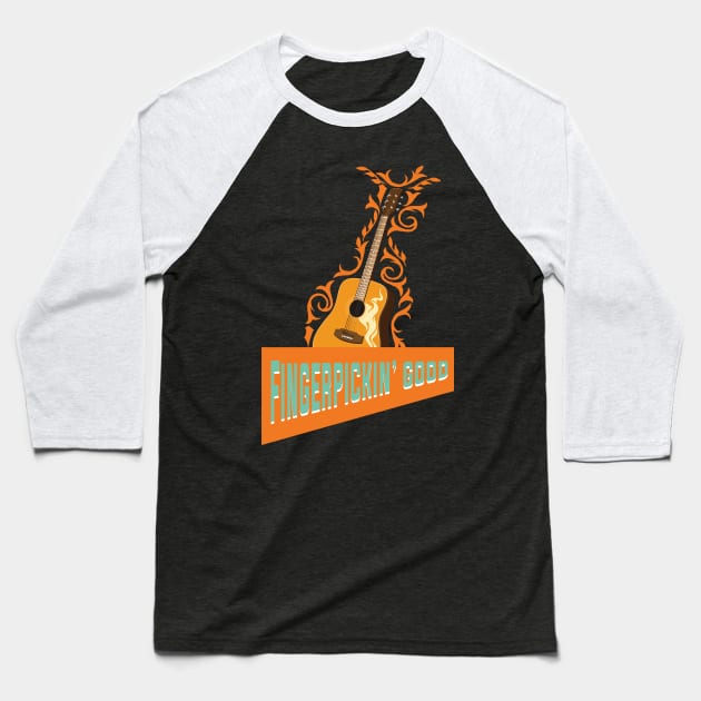 Funny Retro Acoustic Guitar Graphic Design and Guitarist Baseball T-Shirt by Riffize